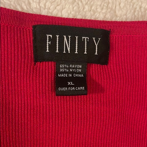 Finity Red Cardigan Sweater with Decorative Knit Cuffs - Picture 2 of 6